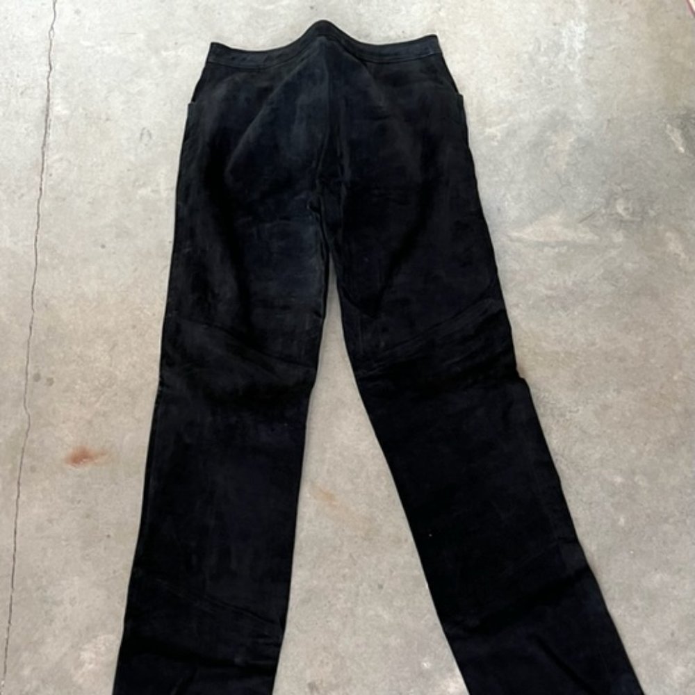 Wilsons straight leg black suede pants, Size 8/10.